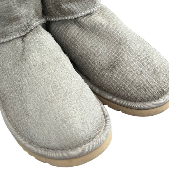 Ugg Classic Short Calf Hair Brown Oyster Fur Leather boots - Picture 5 of 5